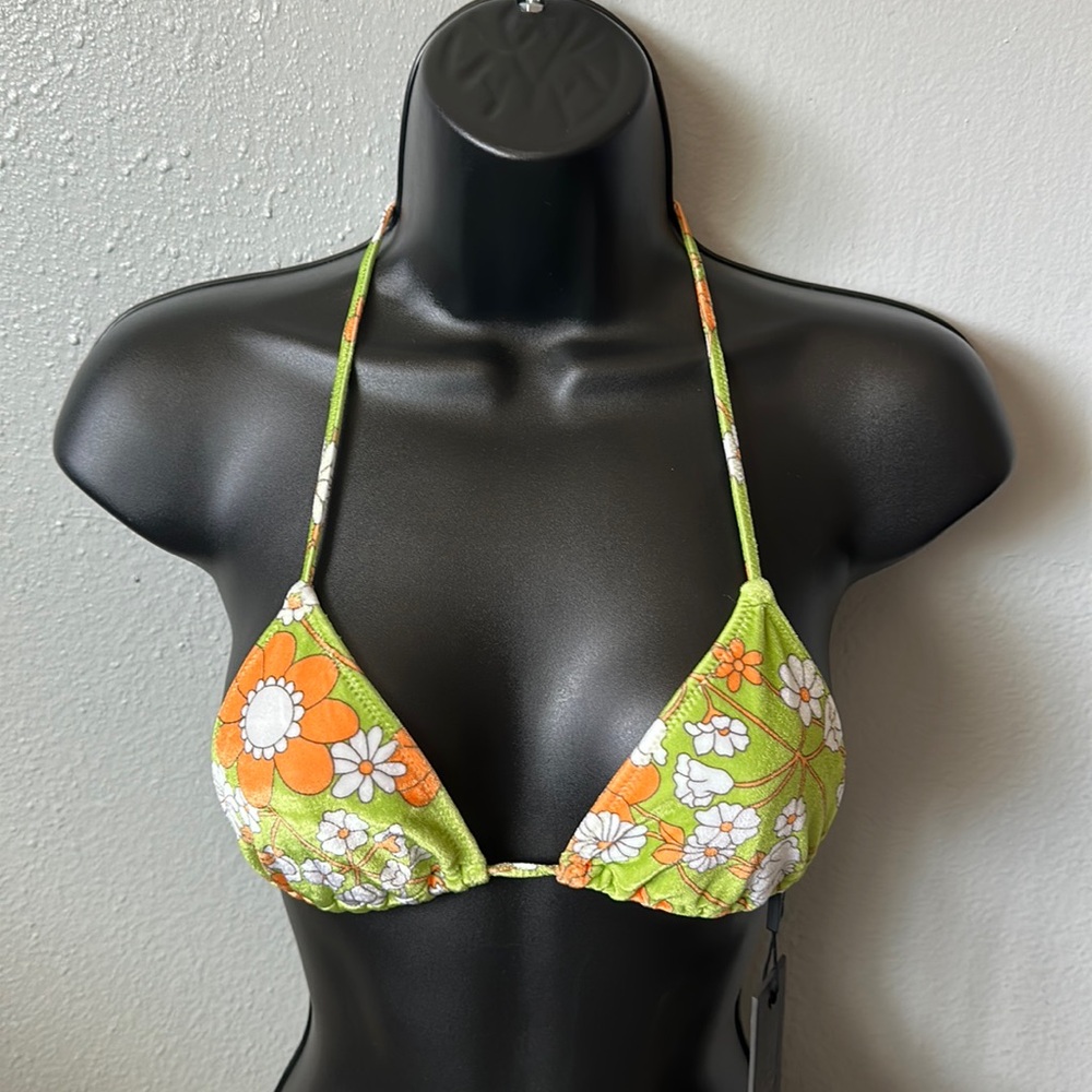 String bathing suit top - Vinca Green Floral Velvet